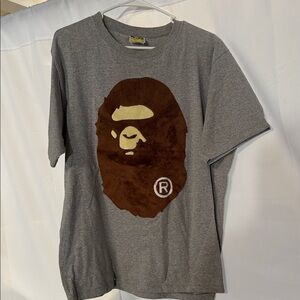 A bathing ape  Gray Tee with Brown Ape Logo